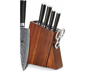 XINZUO Kute B1 Set de couteaux de cuisine en acier damassé avec bloc