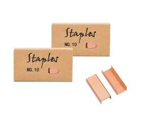 XiowDow Lot de 2 000 mini agrafes en métal n°10 pour petite agrafeuse, recharge de couleur métallique pour petites agrafeuses de bureau, fournitures scolaires et de bureau, 1 000 agrafes/boîte (or