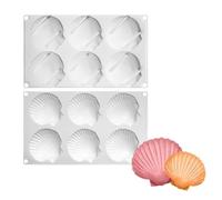 XIQIRUI Moules a Gâteaux En Silicone Lot De 2 Moules En Silicone a 6 Cavités Pour Gâteau Mousse En Forme De Coquille Saint Jacques Chocolat Blanc