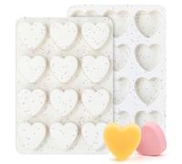 XIQIRUI Moules a Gâteaux En Silicone Lot De 2 Moules En Silicone En Forme De Cœur Pour Chocolat Gâteau Mousse Et Savons Artisanaux En Forme De Bonbon Mou 12 Cavités Blanc Cassé