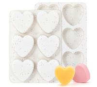 XIQIRUI Moules a Gâteaux En Silicone Lot De 2 Moules En Silicone En Forme De Cœur Pour Chocolat Mousse Gâteau Bonbons Mous Savon Artisanal 6 Cavités Blanc Cassé