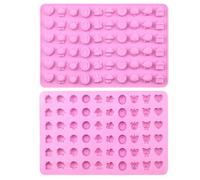 XIQIRUI Moules a Pain En Silicone Deux Moules En Silicone a 60 Alvéoles Pour Bonbons Gélifiés En Forme D'Animaux De La Forêt Gelée Au Chocolat Rose