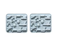 XIQIRUI Moules a Pain En Silicone Moule En Silicone Bleu Pour Bonbons Gélifiés Glaçons Et Chocolats En Forme De Pistolet Ou De Grenade Lot De 2 8 Trous