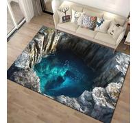Xisnuient Tapis 3D Illusion Optique, Effet Trou sans Fond Crocodile Grotte Eau, Antidérapant Lavable Tapis Sol Imprimé Rectangulaire pour Salon Chambre Enfant Déco Maison (Couleur-4,120x180cm)