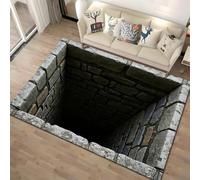 Xisnuient Tapis 3D Illusion Optique, Effet Trou sans Fond Crocodile Grotte Eau, Antidérapant Lavable Tapis Sol Imprimé Rectangulaire pour Salon Chambre Enfant Déco Maison (Couleur-2,100x150cm)