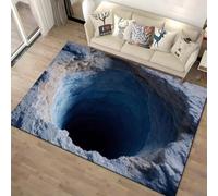 Xisnuient Tapis 3D Illusion Optique, Effet Trou sans Fond Crocodile Grotte Eau, Antidérapant Lavable Tapis Sol Imprimé Rectangulaire pour Salon Chambre Enfant Déco Maison (Couleur-3,160x230cm)