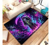 Xisnuient Tapis Chambre Ado Garçon Crâne Gothique Violet et Gris, Décoration Sol Halloween, Tapis de Sol Décoratif Style Rock et Dark, Moelleux et Antidérapant, 160x230 cm, Color 4