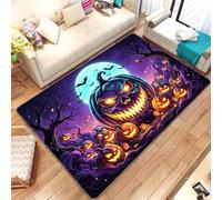 Xisnuient Tapis Chambre Ado Garçon Crâne Gothique Violet et Gris, Décoration Sol Halloween, Tapis de Sol Décoratif Style Rock et Dark, Moelleux et Antidérapant, 120x180 cm, Color 2