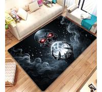 Xisnuient Tapis Chambre Ado Garçon Crâne Gothique Violet et Gris, Décoration Sol Halloween, Tapis de Sol Décoratif Style Rock et Dark, Moelleux et Antidérapant, 160x200 cm, Color 3