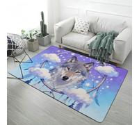Xisnuient Tapis en Flanelle Doux, Attrape-Rêves Tigre Loup Lune Ours Dessin Animé, Antidérapant Lavable Tapis de Sol Intérieur pour Chambre Salon Chambre d'enfant Décoration, 80x160 cm, Color 1
