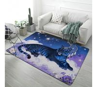 Xisnuient Tapis en Flanelle Doux, Attrape-Rêves Tigre Loup Lune Ours Dessin Animé, Antidérapant Lavable Tapis de Sol Intérieur pour Chambre Salon Chambre d'enfant Décoration, 120x180 cm, Color 2
