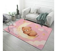Xisnuient Tapis en Flanelle Doux, Attrape-Rêves Tigre Loup Lune Ours Dessin Animé, Antidérapant Lavable Tapis de Sol Intérieur pour Chambre Salon Chambre d'enfant Décoration, 100x150 cm, Color 4