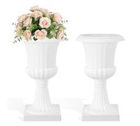 Xisulay par Housery Vasque Médicis 50 cm, Pot à Fleur 30 cm Classique Plastique pour Extérieur, Entrée, Terrasse et Mariage, Résistant aux Intempéries, Lot 2/4 Pièces (Blanc)