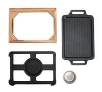 Xiuganpo Barbecue de Table avec Poêle à Alcool, Barbecue Portable Compact | Poêle à Griller Amovible, Base en Bois, Plateau à Griller 27 X 20 Cm, Chauffe Uniformément pour le Camping