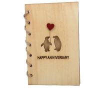 Xiuganpo Carte d'Anniversaire en Bois, Carte de Fiançailles de Saint-Valentin en Forme de Pingouins Creux Fabriquée à la Main, de Vœux Romantique avec un Grand Espace d'écriture pour un