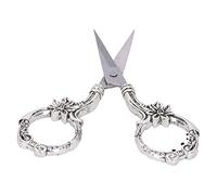 Xiuganpo Ciseaux à Fleurs Vintage, Style Européen DIY élégant, Parfaits pour la Broderie et la Couture, en Acier Inoxydable, 1 unité (SILVER)