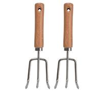 Xiuganpo Cultivateur à Main, Manche Ergonomique en Bois, Râteau de Jardin en Acier Inoxydable, Mini Râteau à Main avec Trou de Suspension pour Plantes en Pot, bonsaï, Aération du Sol et Désherbage