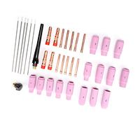 Xiuganpo Kit de 37 Pièces de Torche de Soudage WP 17 WP 18 avec Buse en Alumine, Corps de Pince d'électrode en Tungstène, Capuchon Arrière pour Accessoires de Remplacement de Soudeuse TIG (37 pièces)