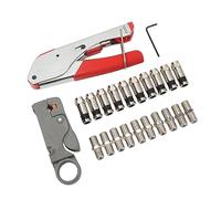 Xiuganpo Kit de Pince à Sertir pour Câble Coaxial, Ensemble de | Outil de compression coaxiale, pince à sertir RG6, adaptateur de type F, avec dénudeur pour télévision par satellite,