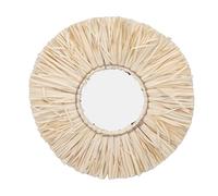 Xiuganpo Miroir Mural en Paille de Style Nordique, Décoration Bohème Tissée à la Main pour Salon et Chambre à Coucher, Design Rond, 1 unité