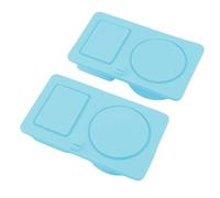 Xiuganpo Récipient à Collation en Silicone avec Deux Compartiments, Boîte à épices Pliable Réutilisable pour la Maison et L'école avec Couvercle, Matériau Sûr, Portable pour Enfants et Adultes (BLUE)