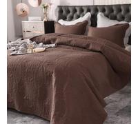 XIUWOUG Couvre-Lit 240X260,CouvreLit Matelassé De Luxe,Dessus De Lit 2 Personnes,Boutis Couvre Lit Estampé 240X260cm avec 2 Taies d'oreiller, Couverture Léger,Marron,240x260