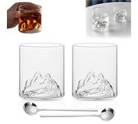 Xiuyer 2 PCS Verre a Shooter Verres à Liqueur Verre a Rhum à Shot a Vodka a Whisky Personnalisable Double Paroi 300ml Livré avec cuillère pour les garçons et les filles