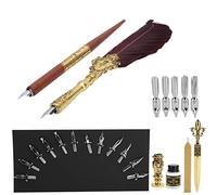 Xixian Plume Vintage avec Support en Métal Sculpté et Kit de Sceau de | Kit de stylo plume élégant, en bois et en acier inoxydable, pour l\'écriture calligraphique, l\'artisanat d\'art, comprend