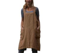 XIXIMAON Tablier de Cuisine en Coton et Lin Dos Croisé avec Poches Style Japonais Tablier de Travail pour Jardin Barbecue Familial Restaurant Café