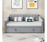 xixiworkshop Lit rembourré 90 x 190 cm, canapé-lit multifonction 2 en 1 | Lit rembourré extensible, housse en velours, sommier à lattes en métal et bois, grande capacité de charge