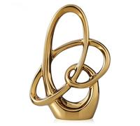 XIYOUQI Statue moderne en céramique dorée - 22 cm - Sculpture d'art abstrait comme pièce centrale de table à manger, décoration de salon ou de salle de bain, figurine d'étagère ou de cheminée - Petite