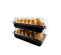 XIZHI Lot de 50 boîtes à sandwich réutilisables avec couvercles transparents, récipient en plastique pour sushis, rouleaux suisses, gâteaux, biscuits, pâtisseries, desserts, fruits, salades, 19,1 x