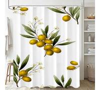 Xjaopfei Blanc Rideau Douche 90x180cm Polyester Lavable en Machine Imperméable Rideaux de Douche Fruit avec œillets et 12 Crochets, Ourlet Lesté, pour Salle de Bain Domicile Baignoire Cabine J-157