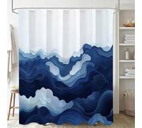 Xjaopfei Bleu Rideau Douche 200x250cm Polyester Lavable en Machine Imperméable Rideaux de Douche Simple avec œillets et 12 Crochets, Ourlet Lesté, pour Salle de Bain Domicile Baignoire Cabine J-153