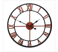 XJBTBA Grande Horloge Murale de extérieure Nouveaux Grands Chiffres Romains géant Ouvert Visage métal cuivre-20 pouces/50 cm, cuivre, 60 cm