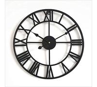 XJBTBA Grande Horloge Murale de extérieure Nouveaux Grands Chiffres Romains géant Ouvert Visage métal cuivre-20 pouces/50 cm, cuivre, 60 cm