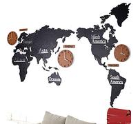 XJBTBA Grande Horloge Murale, Horloge Murale silencieuse, Carte du Monde en Acrylique 3D, Horloge Murale de décoration de Salon, utilisée dans la Chambre à Coucher, la Salle à Manger, Le Bureau, Le