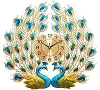 XJBTBA Horloge Murale Art Grande Horloge Murale Mouvement Silencieux Cadran en métal Cristal de Luxe Bohème Horloge créative Horloge Murale européenne pour Salle à Manger Salon Chambre Bureau