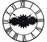 XJBTBA Horloge Murale Artistique Romaine rétro, Grande Horloge Murale Ronde en métal, silencieuse, sans tic-tac, Fonctionne à Piles, 58 cm, Grande Horloge Murale Industrielle pour Salon, Chambre à