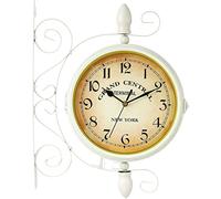 XJBTBA Horloge Murale de extérieure, 14 Pouces, Station de Rotation à 360 °, Horloge Murale Double Face, Horloge de avec Support extérieur, Horloge extérieure étanche, décoration intérieure