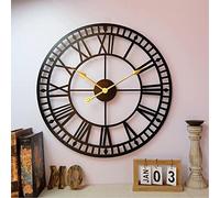 XJBTBA Horloge Murale de extérieure, Horloge extérieure Romaine décorative Vintage en métal de 24 Pouces / 60 cm, Horloge de silencieuse à Piles, Horloge Murale à Quartz muette