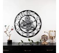 XJBTBA Horloge Murale de extérieure, Horloge Murale extérieure de 23 pouces/58 cm, Horloge Murale d'équipement rétro surdimensionnée, Grands Chiffres Romains, Origine de à Face Ouverte géante