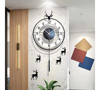 XJBTBA Horloge Murale Horloge Murale à Pendule en métal en Forme de cerf, Horloge Murale silencieuse sans tic-tac pour la décoration du Salon, décoration Murale de la Chambre à Coucher, du Bureau, 70