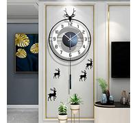 XJBTBA Horloge Murale Horloge Murale à Pendule en métal en Forme de cerf, Horloge Murale silencieuse sans tic-tac pour la décoration du Salon, décoration Murale de la Chambre à Coucher, du Bureau, 70