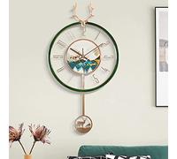 XJBTBA Horloge Murale Horloge Murale Art Decor Horloge pour décor de Salon, cerf Art Silencieux Pendule sans tic-tac Horloge Murale, Blanc décor à la Maison Horloge silencieuse