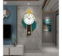 XJBTBA Horloge Murale Horloge Murale Art Horloge Murale en métal Verre marbre Cadran texturé avec Arabe, Pendule à Piles sans tic-tac pour la décoration de Salon, Chambre à Coucher, Horloge de