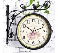 XJBTBA Horloge Murale Horloge Murale Horloge Murale Double Face Horloge de Station Petit Oiseau Horloge de Train en Fer forgé Rotation à 360 degrés pour intérieur - Horloges extérieures Horloge de