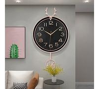 XJBTBA Horloge Murale Horloge Murale pour la décoration du Salon, Art de cerf Nordique, Horloge Murale à Pendule silencieuse sans tic-tac, décoration Murale, Horloge de Chambre à Coucher, Bureau, Or