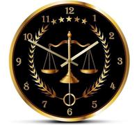 XJBTBA Horloge Murale Justice Horloge Murale Non tic-tac Garde-Temps Avocat Bureau décor Cabinet d'avocats Mur Art Juge Droit