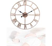 XJBTBA Horloge Murale rétro, Chiffres Romains, Grand Rond en métal Nordique muet sur l'heure, Salon rétro, Horloge Murale de précision Ronde forgée pour Salon/Chambre/Cuisine, go